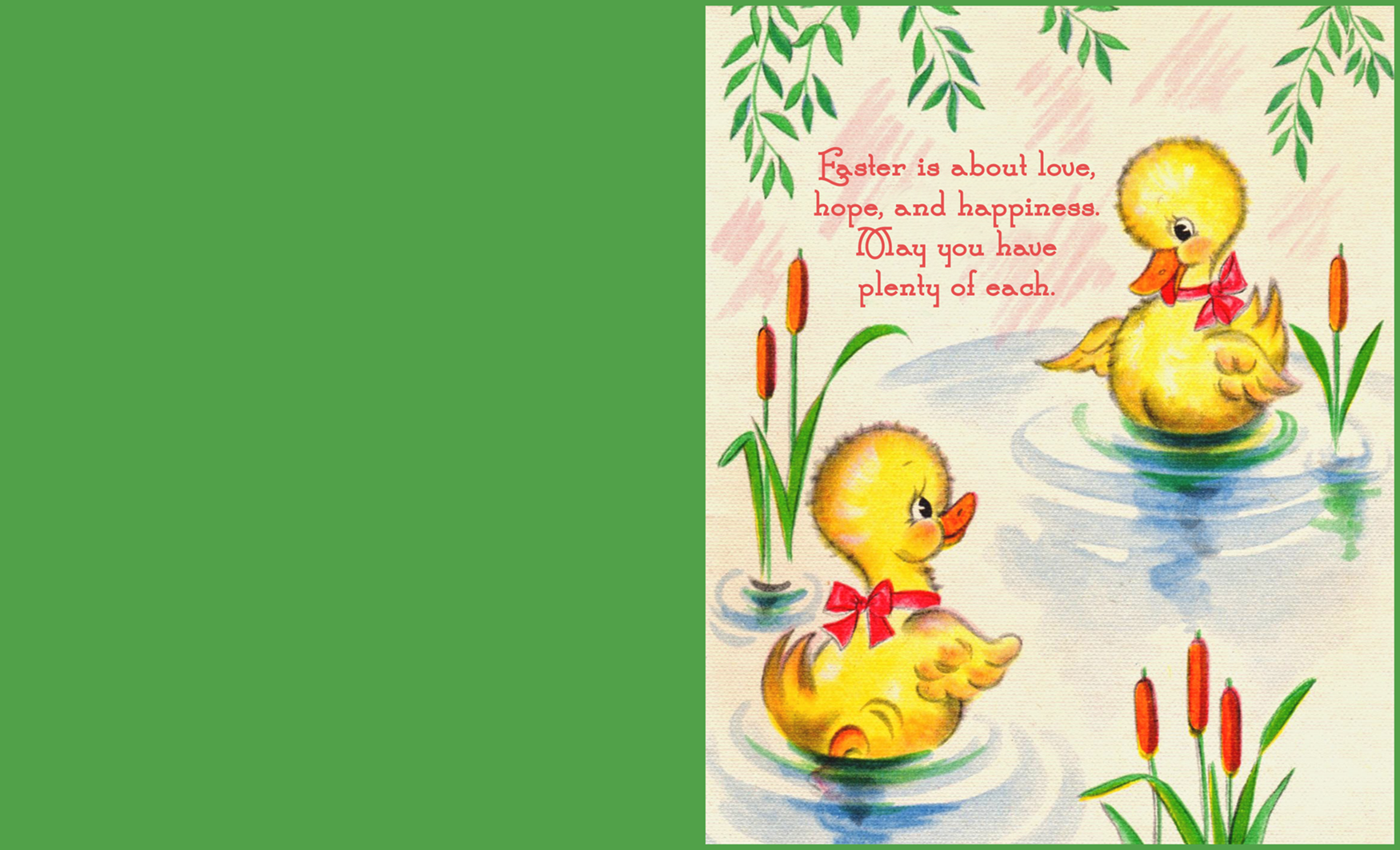 Printable Easter greeting card with two ducklings.