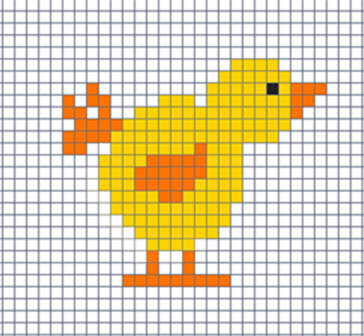 Template for hama beads: yellow chicken for Easter.