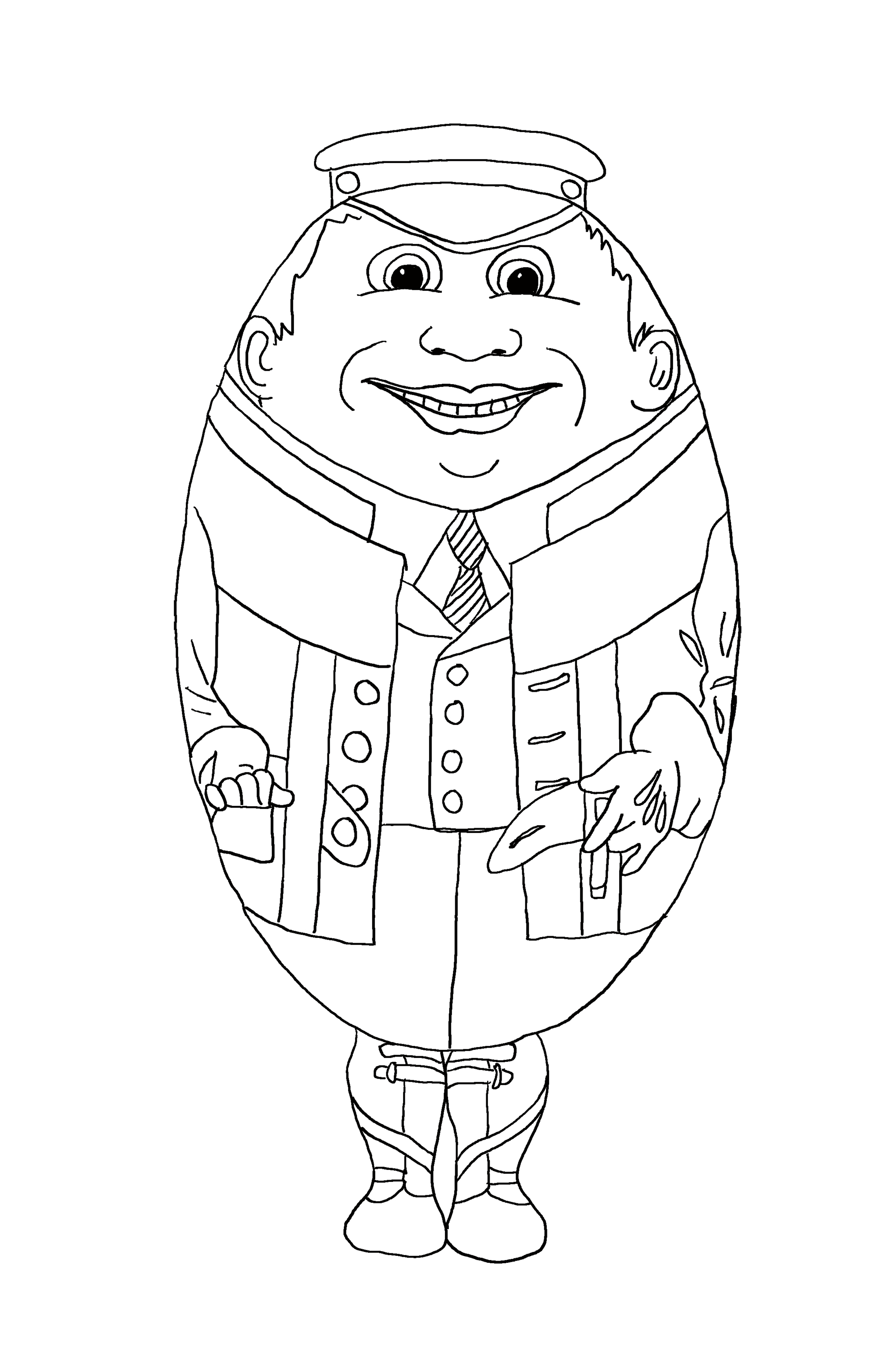 Funny Easter coloring page for kids. Easter egg man. 