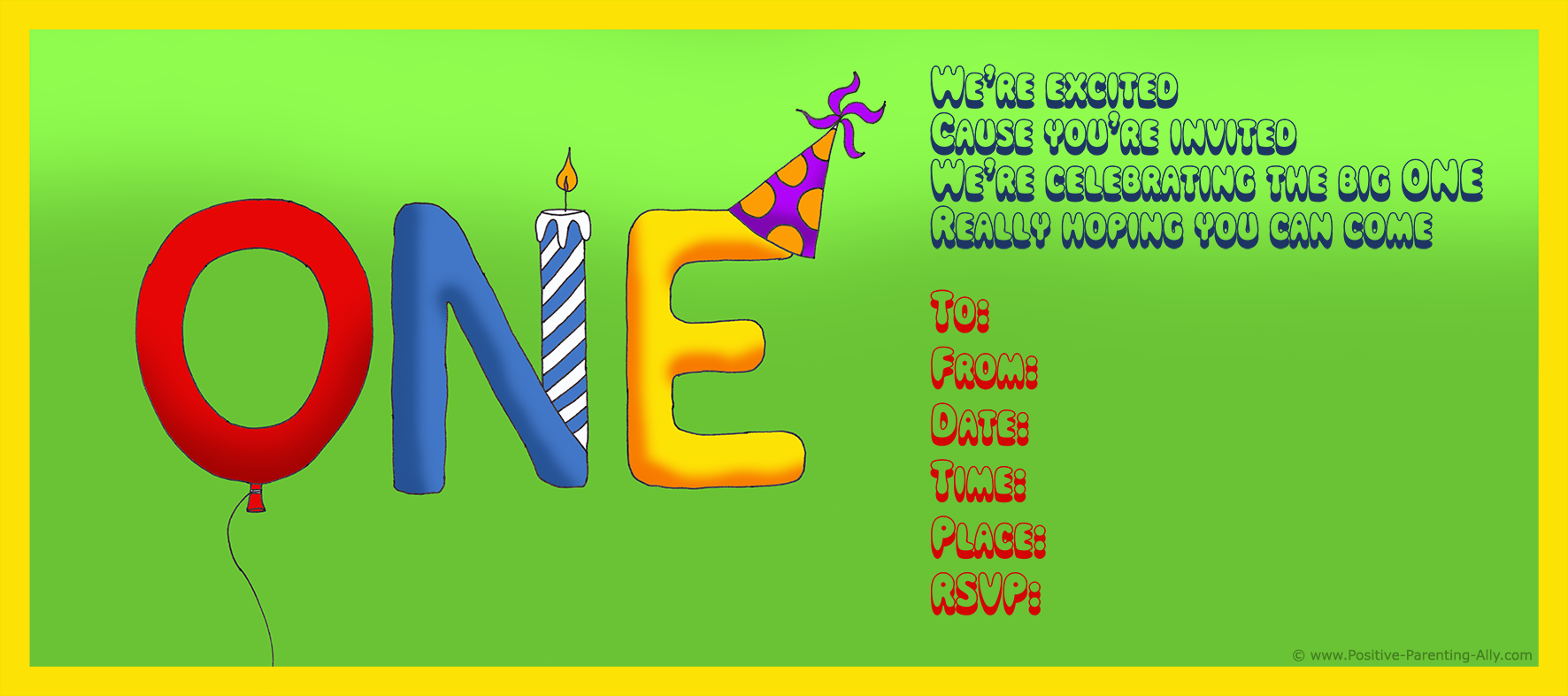 Birthday invitation for the big ONE. All free and printable.