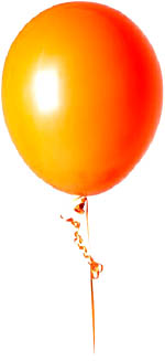 Fun outdoor games for toddlers: Making a kite out of an orange balloon.