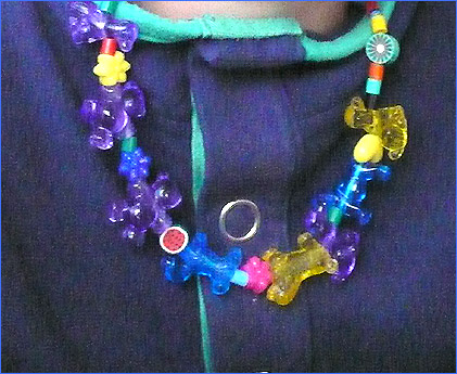 Necklace with fun beads and animal beads - easy crafts for kids.