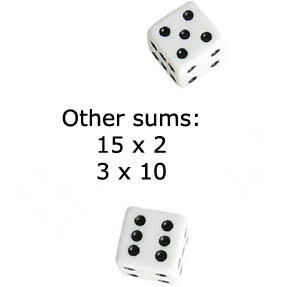 Multiplication math games with dice.