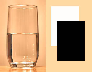 Fun science for kids: Heating up water with sunlight and a black and white piece of paper.