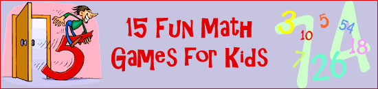 Fun math games for kids: Funny drawing of cartoon man riding a number five.