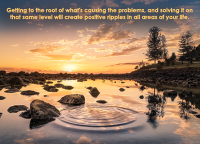 Getting to the root of problems in personal life coaching. Ripples in a river. 