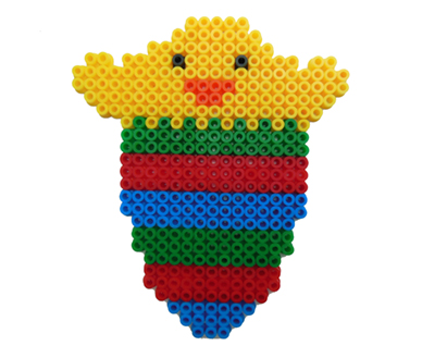 Hama beads chicken in an egg for Easter. 