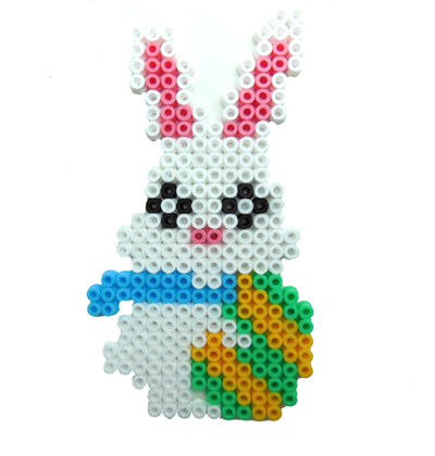 Easy Easter crafts for kids. Hama beads white Easter bunny. 