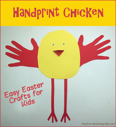 Easy Easter crafts for kids: handprint chicken.