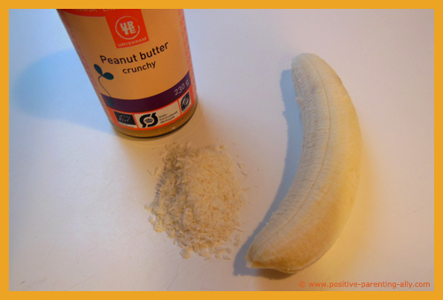 Ingredients for banana Swiss roll.