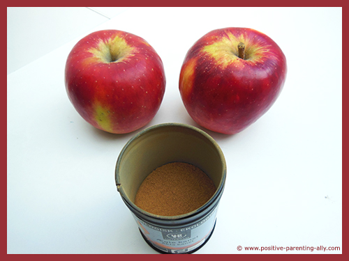 Ingredients for apple cinnamon chips.