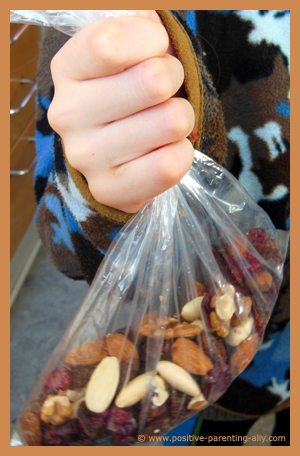 Snack bag for kids with berries and nuts 