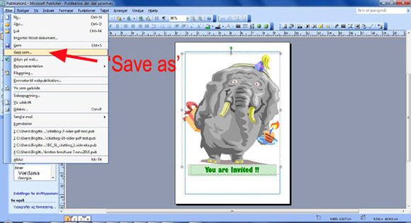 How to make your own birthday invitations in Microsoft Publisher: step eight: Save your birthday card.