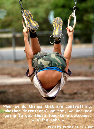 Parenting quote by Alfie Kohn on giving up control.