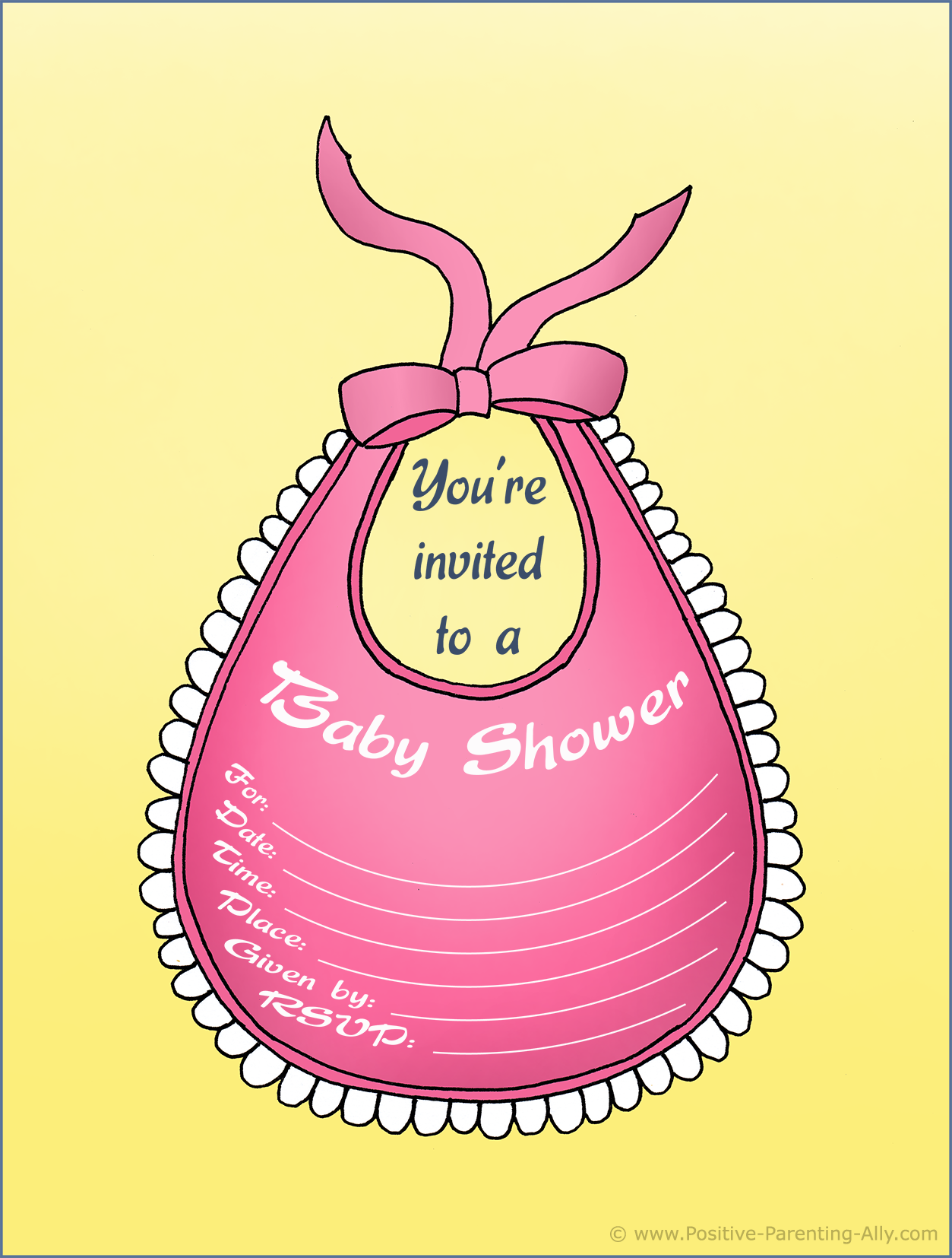 Girl baby shower invitation template to print. 