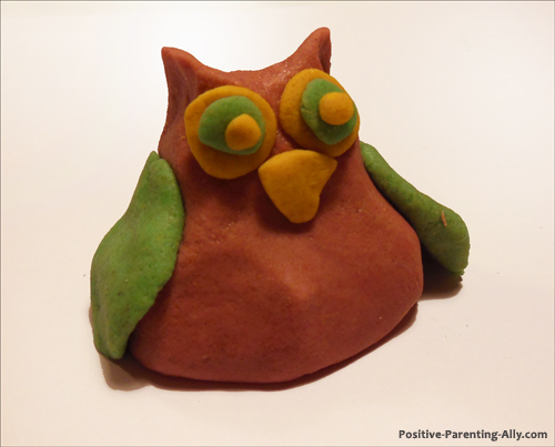 Red owl made from a homemade play doh recipe.