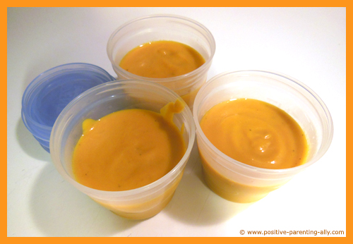 Freezing soup in small portions for after school snacks.