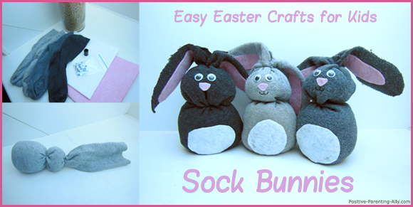 Fun Easter crafts for kids: making sock bunnies.