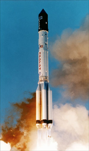 Photo of Russian space rocket. Inspiration for solar system for kids games and building spaceships.