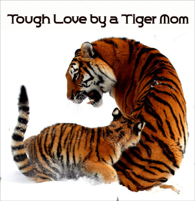 Tiger mom picuture representing Chua's tough love parenting.