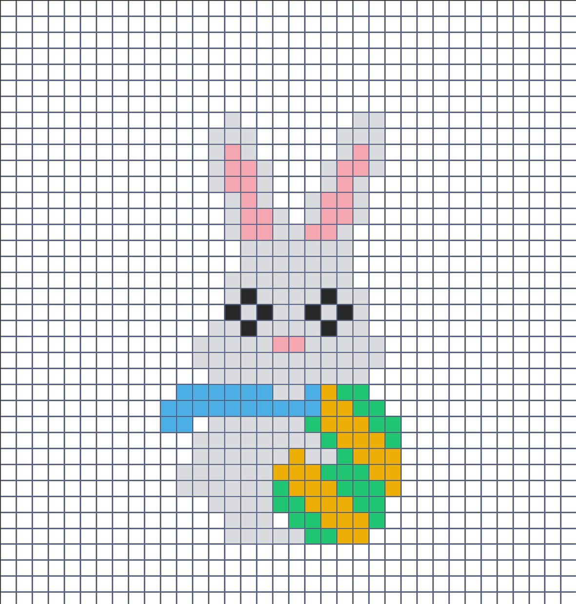 Hama beads template for kids. White Easter bunny. 