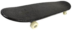 Fun activities for the outdoors: Balancing on a skateboard. Photo of black skateboard.