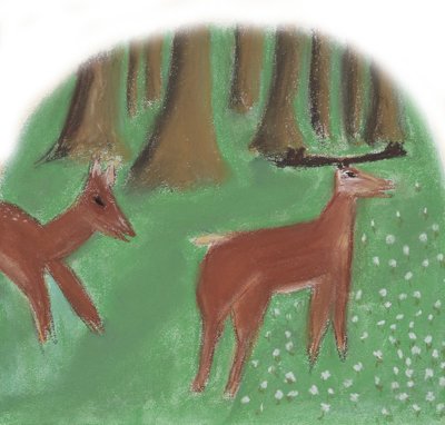 Animal drawing of animals in the wild. Child drawing.