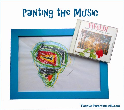 Example of abstract child drawing inspired from listening to classical music.
