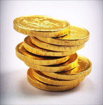 Chocolate gold coins for treasure hunt.