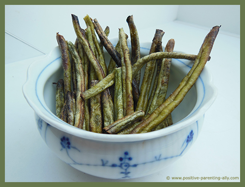 Crispy bean snacks as a quick after school snack for kids. Healthy and very easy to prepare.