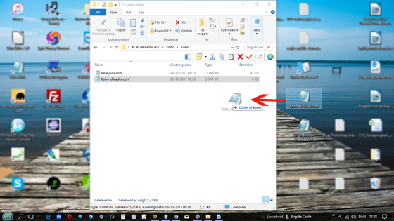 Drag config file back to your Kobo eReader