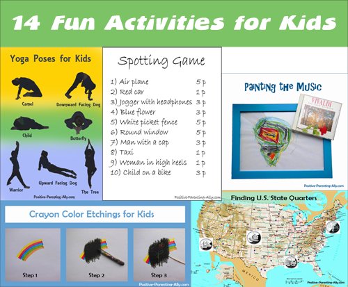 14 fun activities for kids: both creative indoor games and active outdoor games.