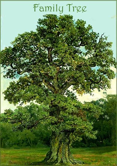 Fun crafts for kids: making family tree from free family tree templates. Big oak family tree.