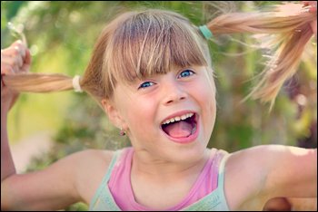 Girl making funny face.