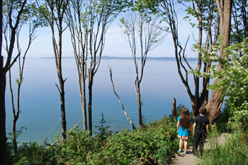 Fun hiking with kids. Beautiful view of the sea.