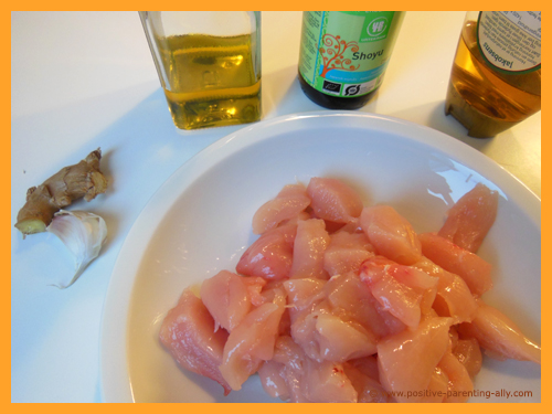 Ingredients for healthy homemade chicken nuggets.