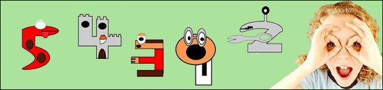 How to make math for kids fun: Funny cartoon numbers.