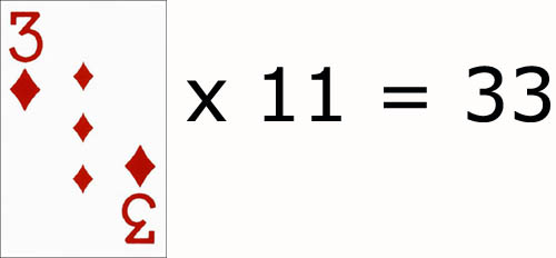 Use cards to help with multiplication and the 11 times tables