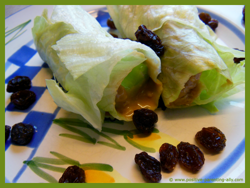 Healthy snacks for kids that are quick to do: Roll up some lettuce with some peanut butter. Simple quick raw snacks. 