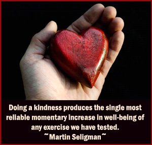 Picture quote from Martin Seligman about kindness and happiness.