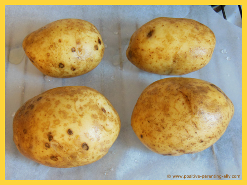 Potatoes ready to go in oven. 