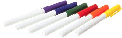 6 different color markers for fun experiments for kids.