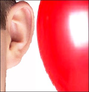 Fun kids science projects with balloons: Hold a balloon to your ear and tap on the other side.