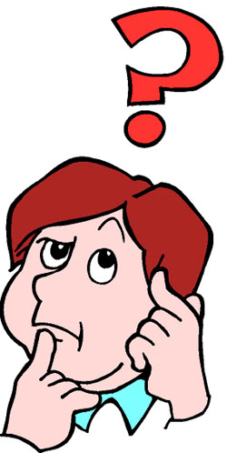 Fun thinking and knowledge games for kids online. Drawing of thinking boy with question mark hovering above his head.