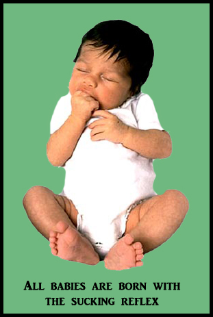Sleeping infant sucking on hand.