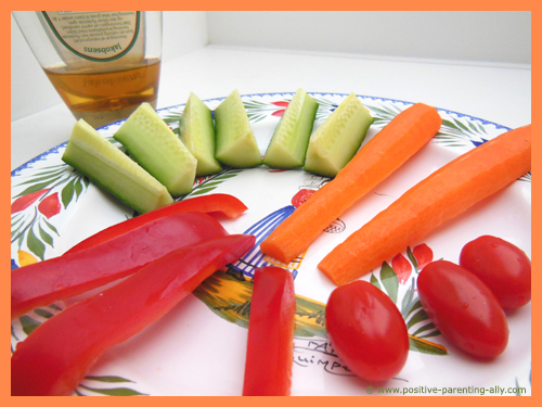 Vegetable sticks for kids as an easy afternoon snack. 