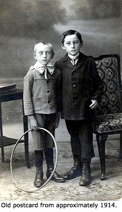 Old postcard or photo of two Victorian boys.