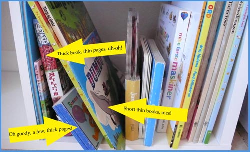 My not so ideal parenting moments: Picture of book case with children books. 