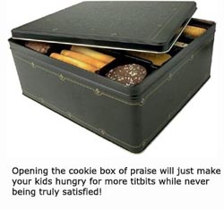 Cookie box as a metaphor for children seeking praise