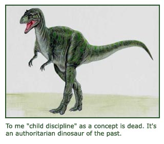 Art drawing of dinosaur representing child discipline.